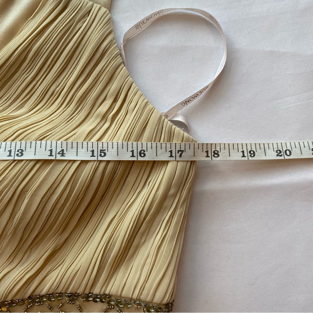 Sue Wong Nocturne Cream Embellished V-Neck Colume Mini Dress Size 10 - Picture 14 of 16